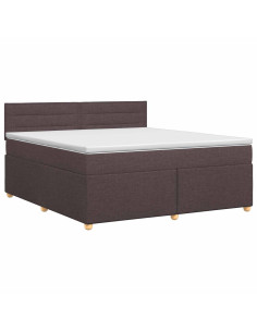Letto box spring con materasso Marrone Scuro 140 x 200 cm