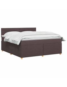 Letto box spring con materasso Marrone Scuro 140 x 200 cm 2
