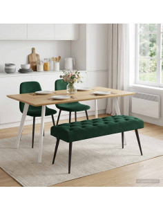 Panchina con bottoni imbottiti Verde Scuro 110 x 40 x 46 cm