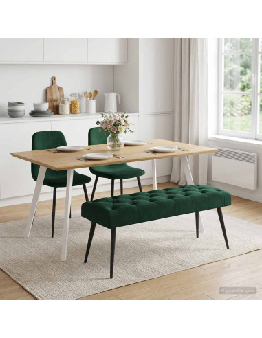Panchina con bottoni imbottiti Verde Scuro 110 x 40 x 46 cm