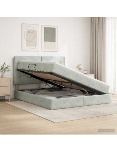 Letto Ottomano con Materasso e LED Grigio Chiaro 160 x 200 cm