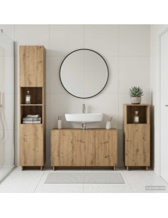 Set mobili da bagno 3 pz Rovere Artigianale