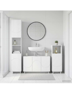 Set mobili da bagno 3 pz Bianco Legno ingegnerizzato