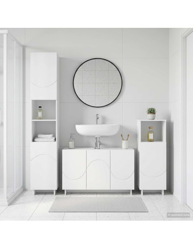 Set mobili da bagno 3 pz Bianco Legno ingegnerizzato