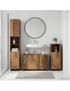 Set mobili da bagno 3 pz Legno antico Legno ingegnerizzato