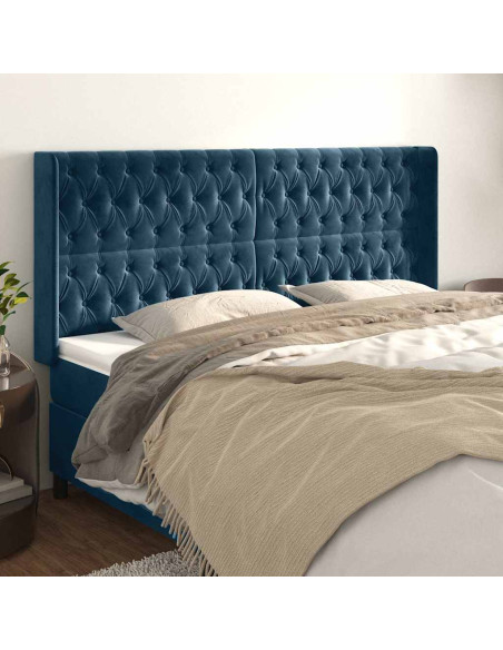 Testiera ad Orecchio Blu Scuro 183x16x118/128 cm in Velluto