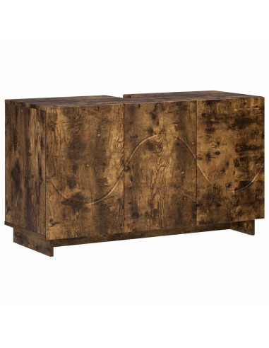 Set mobili da bagno 3 pz Rovere Fumo Legno ingegnerizzato