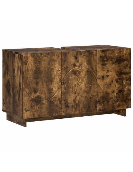 Set mobili da bagno 3 pz Rovere Fumo Legno ingegnerizzato