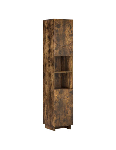 Set mobili da bagno 3 pz Rovere Fumo Legno ingegnerizzato