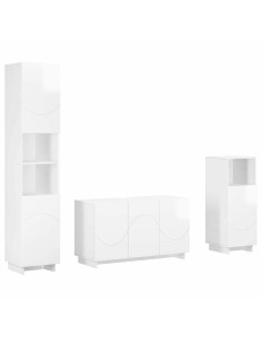 Set mobili da bagno 3 pz Bianco Lucido Legno ingegnerizzato 2