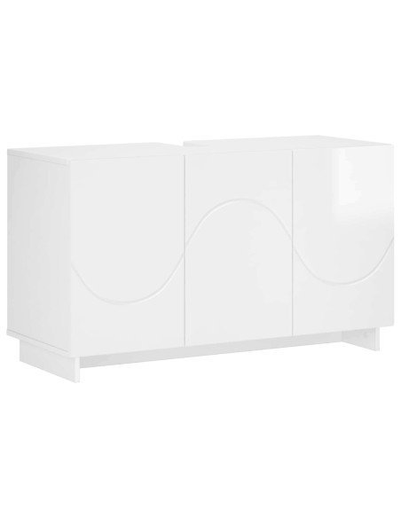 Set mobili da bagno 3 pz Bianco Lucido Legno ingegnerizzato