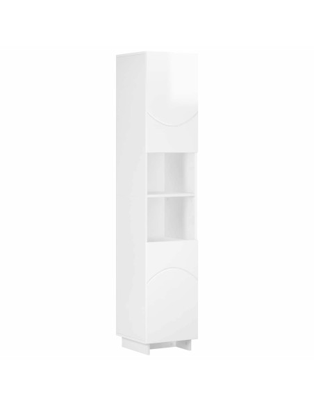 Set mobili da bagno 3 pz Bianco Lucido Legno ingegnerizzato