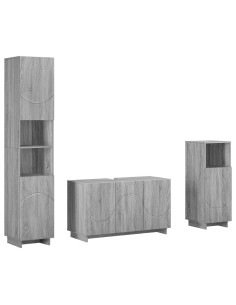 Set mobili da bagno 3 pz Sonoma grigio Legno ingegnerizzato 2