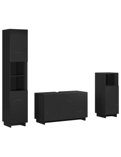 Set mobili da bagno 3 pz Nero Legno ingegnerizzato 2