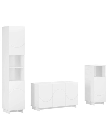 Set mobili da bagno 3 pz Bianco Legno ingegnerizzato