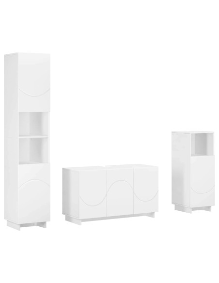 Set mobili da bagno 3 pz Bianco Legno ingegnerizzato