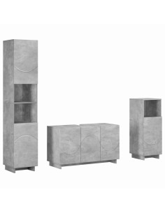 Set mobili da bagno 3 pz Grigio Cemento Legno ingegnerizzato 2