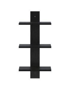 Scaffale da parete Rovere Nero 30 x 13,5 x 64,5 cm 2