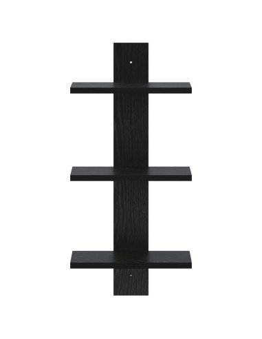 Scaffale da parete Rovere Nero 30 x 13,5 x 64,5 cm