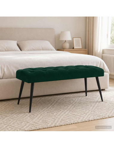 Panchina con bottoni imbottiti Verde Scuro 110 x 40 x 46 cm