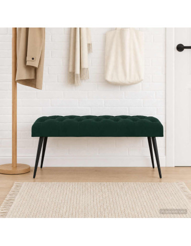 Panchina con bottoni imbottiti Verde Scuro 110 x 40 x 46 cm