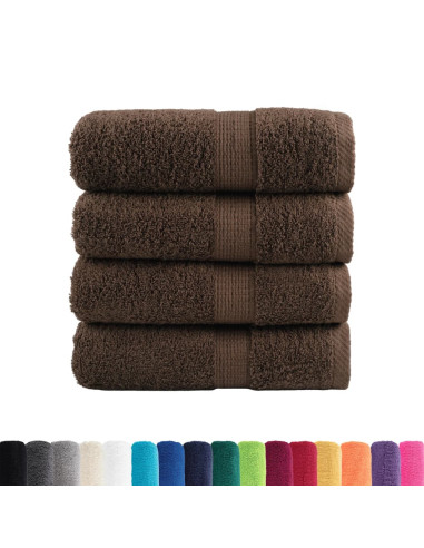 Asciugamani per ospiti Premium SOLUND 4 pz Marrone 30x50 cm 600 g/m²