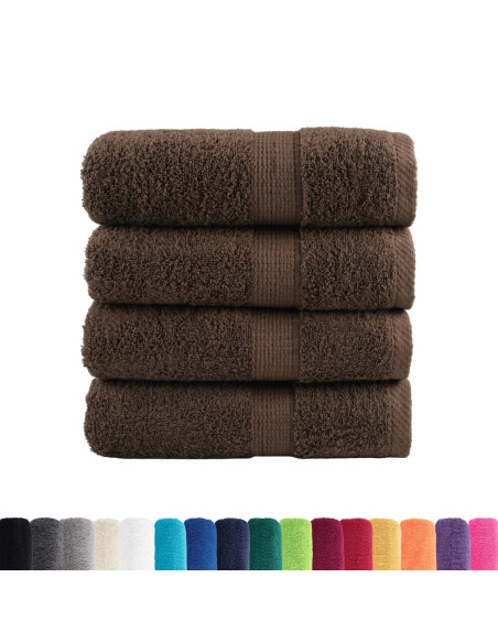 Asciugamani per ospiti Premium SOLUND 4 pz Marrone 30x50 cm 600 g/m²