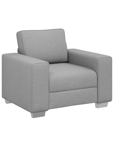 Divano 3 pz Grigio Nuvola Tessuto misto lino