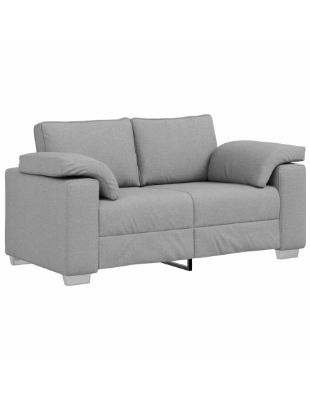 Divano 3 pz Grigio Nuvola Tessuto misto lino
