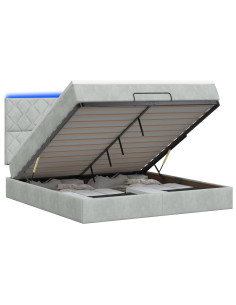 Letto Ottomano con Materasso e LED Grigio Chiaro 160 x 200 cm 2