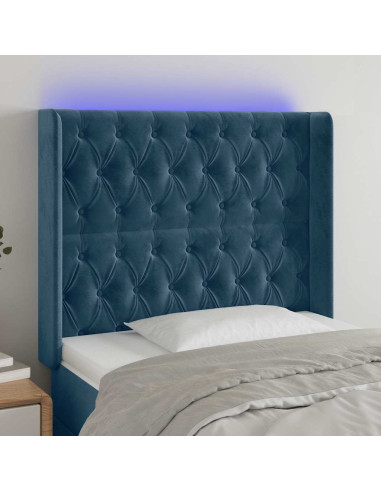 Testiera a LED Blu Scuro 93x16x118/128 cm in Velluto
