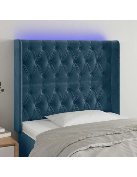 Testiera a LED Blu Scuro 93x16x118/128 cm in Velluto