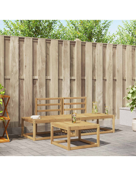 Set di divani da esterno 3 pcs Bianco Legno di Acacia Massello