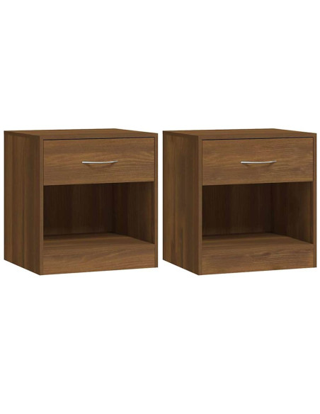 Comodini 2 pz con Cassetto Rovere Marrone