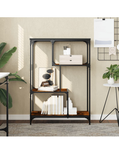 Libreria Rovere Fumo 81x36x115 cm Legno Multistrato e Acciaio