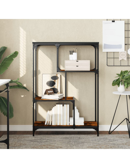 Libreria Rovere Fumo 81x36x115 cm Legno Multistrato e Acciaio