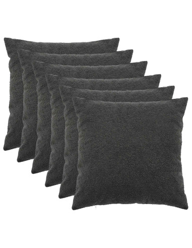 Federa 6 pcs HEERLEN Grigio Scuro 65 x 65 cm Bouclé
