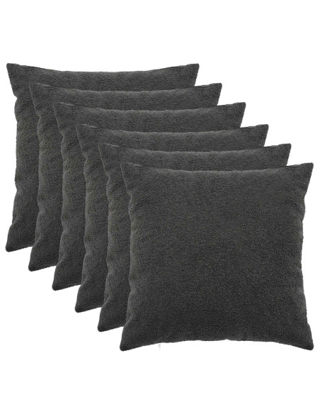 Federa 6 pcs HEERLEN Grigio Scuro 65 x 65 cm Bouclé