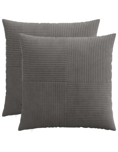 Federa 2 pcs ALMELO Grigio Scuro 60 x 60 cm corduroy