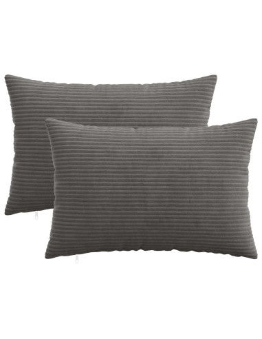 Federa 2 pcs HEERLEN Grigio Scuro 50 x 75 cm corduroy