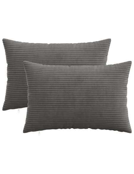 Federa 2 pcs HEERLEN Grigio Scuro 50 x 75 cm corduroy