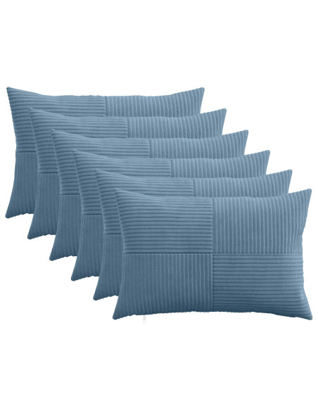 Federa 6 pcs ALMELO Blu 40 x 60 cm corduroy