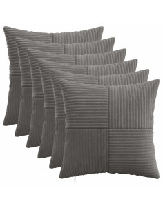 Federa 6 pcs ALMELO Grigio Scuro 35 x 35 cm corduroy 2