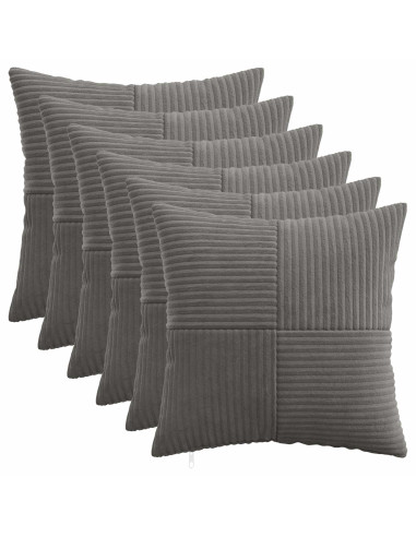 Federa 6 pcs ALMELO Grigio Scuro 35 x 35 cm corduroy