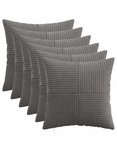 Federa 6 pcs ALMELO Grigio Scuro 40 x 40 cm corduroy