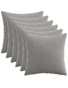 Federa 6 pcs HEERLEN Grigio Chiaro 40 x 40 cm corduroy 2