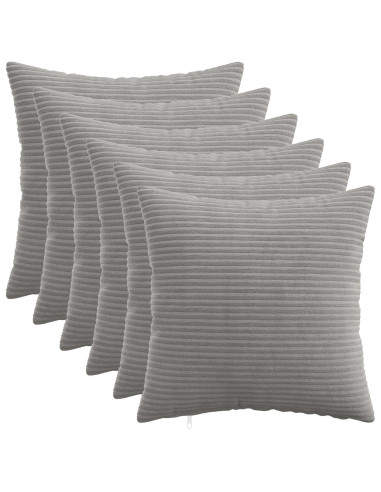 Federa 6 pcs HEERLEN Grigio Chiaro 40 x 40 cm corduroy