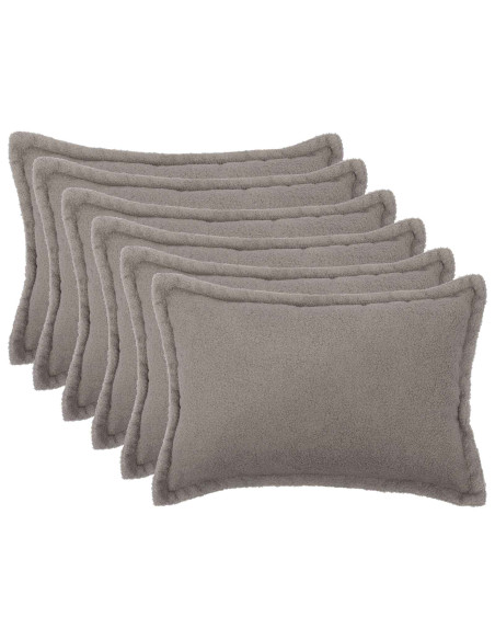 Federa 6 pcs HOUTEN Grigio Chiaro 30 x 50 cm Bouclé
