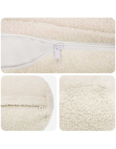 Federa 2 pcs HEERLEN Crema Ø 15 x 40 cm Bouclé