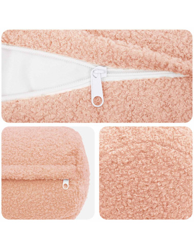 Federa 2 pcs HEERLEN Rosa Ø 15 x 40 cm Bouclé